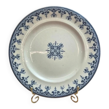 Antique plate Terre de Fer Clairefontaine Rouen blue decoration