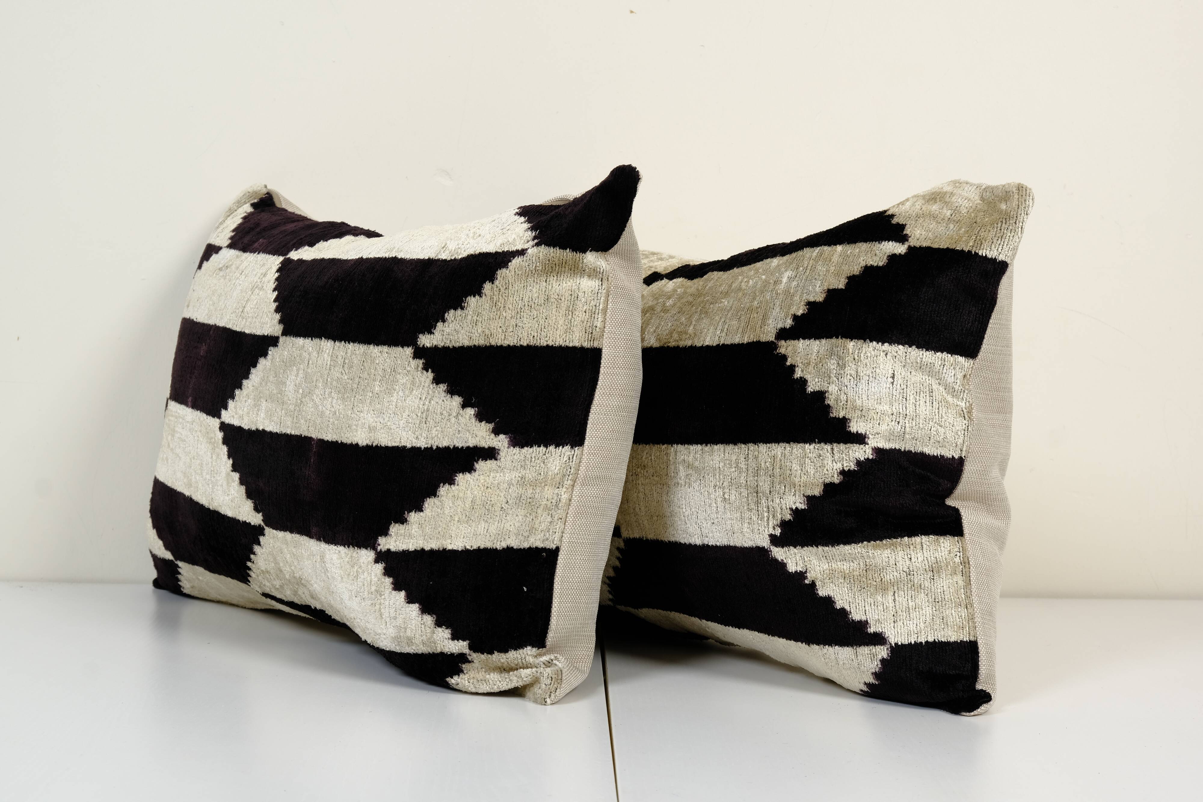 Set of two ikat velvet pillows