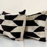 Set of two ikat velvet pillows