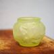 Fluorescent yellow ball vase with vine leaf patterns