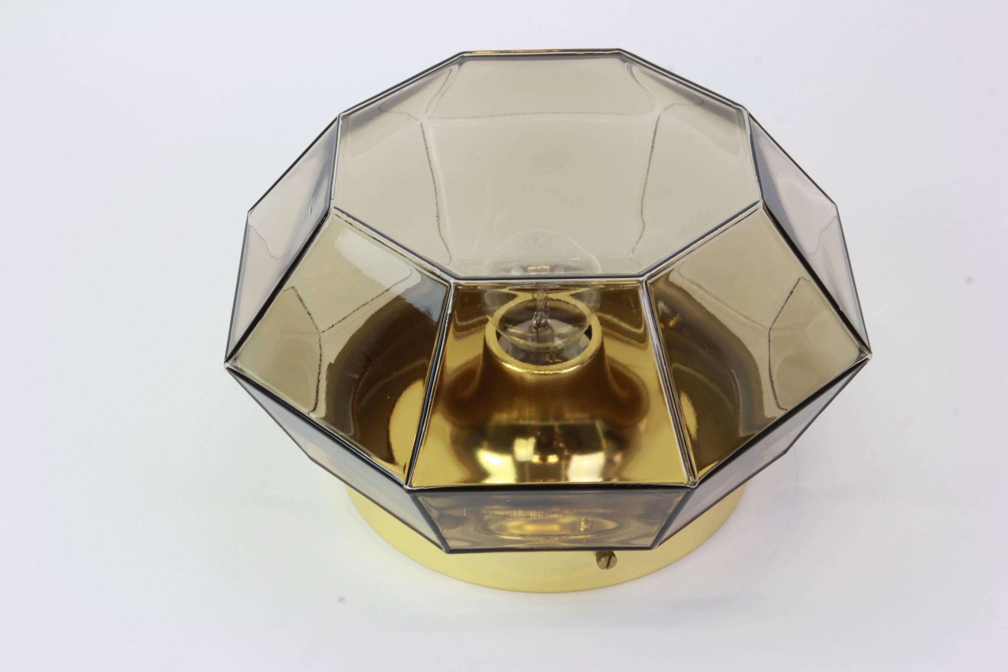 Iron and clear glass ceiling light by Limburg, Germany, 1960s