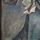 Harlequin, oil on canvas vintage 1950, signed & dated on the back SB