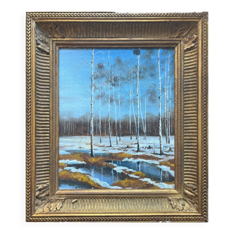 HSP "Winter landscape" monogrammed painting + frame