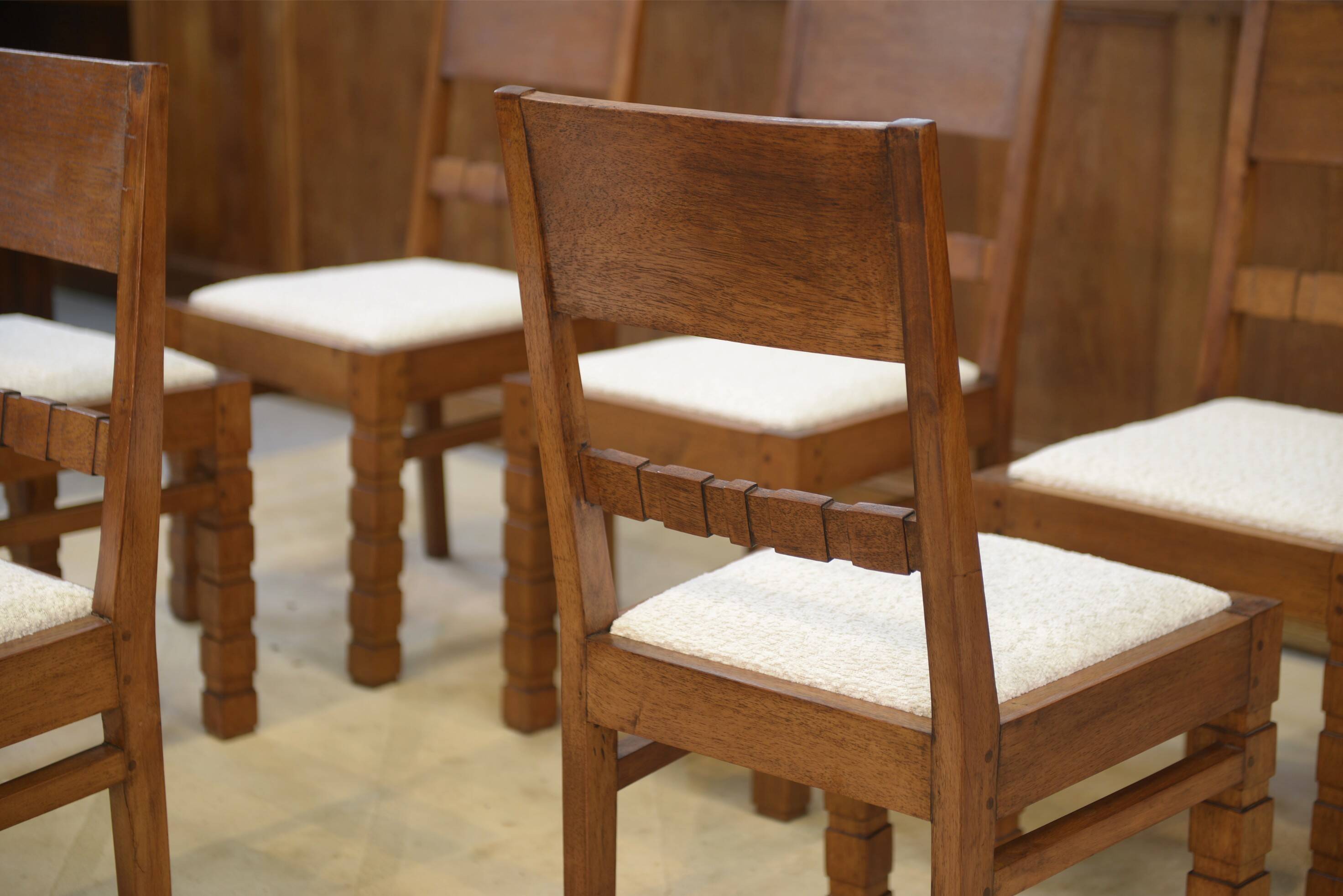 Ensemble de 6 chaises brutalistes 1960’s