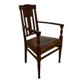 Art Nouveau armchair in oak and exotic wood