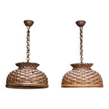 Pair of rattan ceiling lights