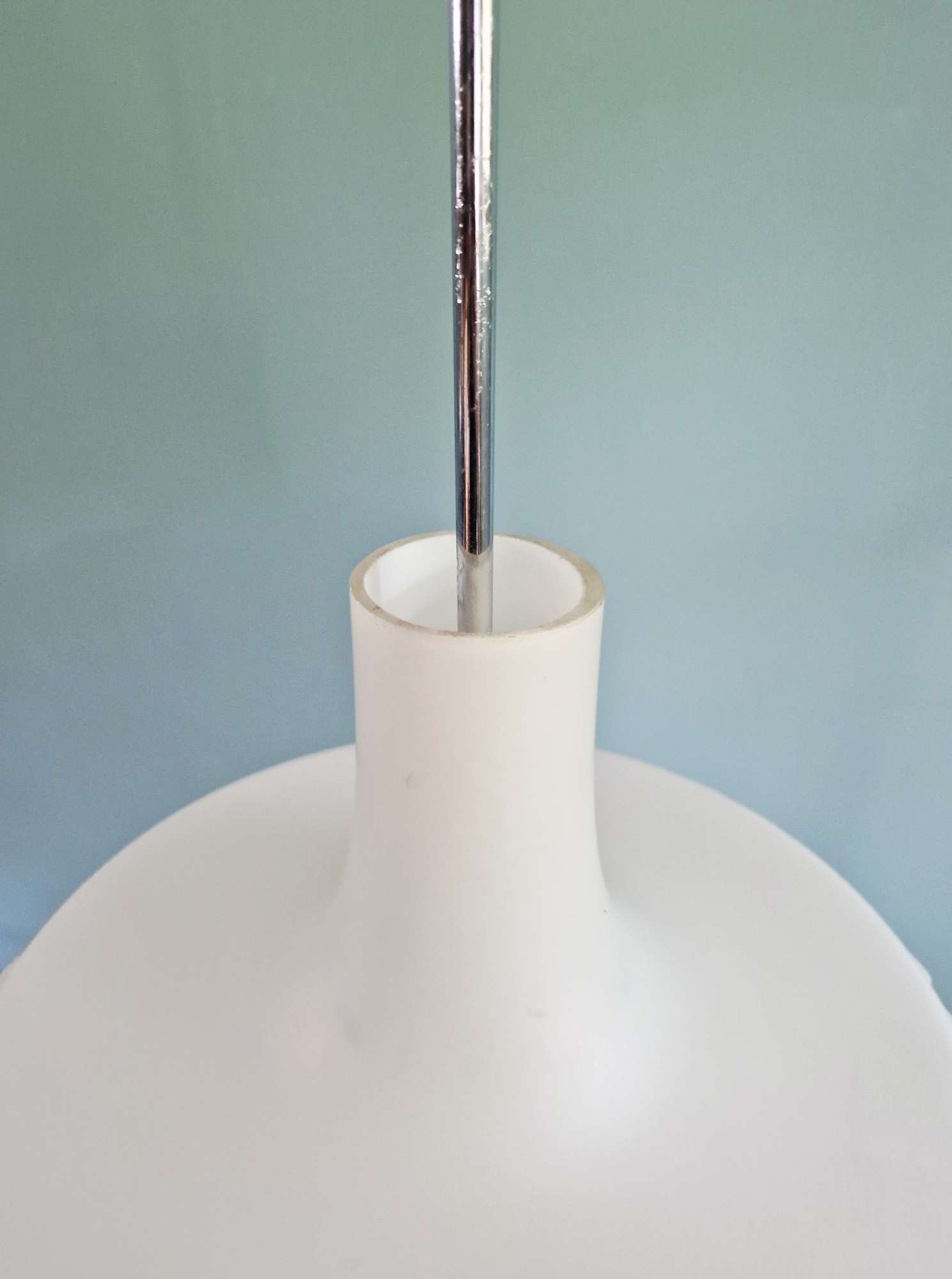 Large white opaline pendant light, design by Ivan Jakes, 1960s.