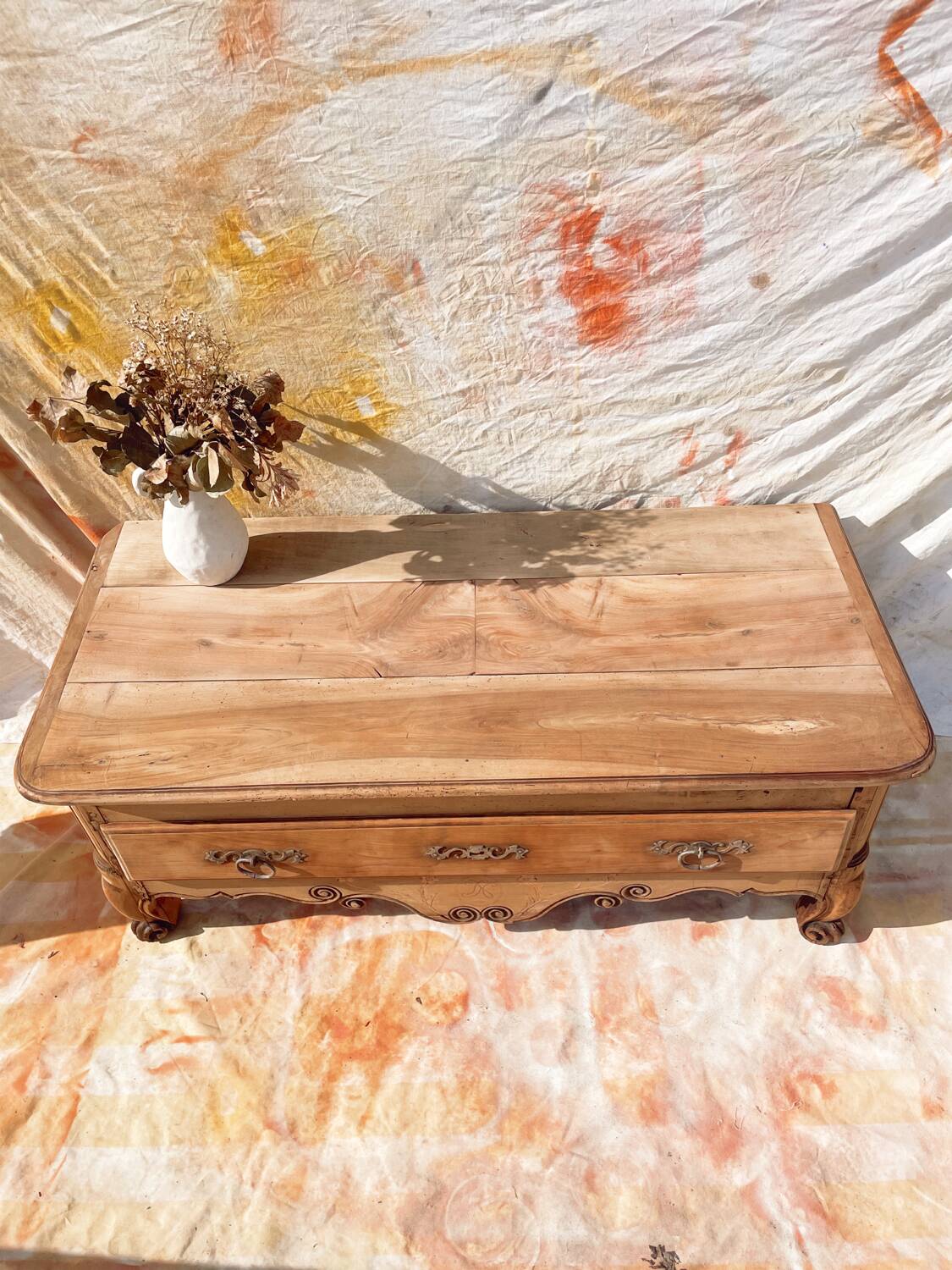 Table Basse Coffre En Bois Massif – Style Vintage Shabby, Rangement Intégré