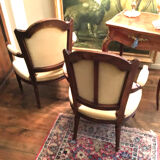 Paire de fauteuils de style Louis XVI velours jaune