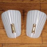 Pair of modernist painted glass wall lights