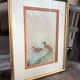 Old painting drawing watercolor duck view + vintage golden frame