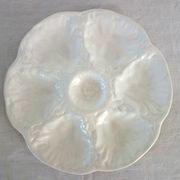 8 vintage Gien ceramic barbotine oyster plates