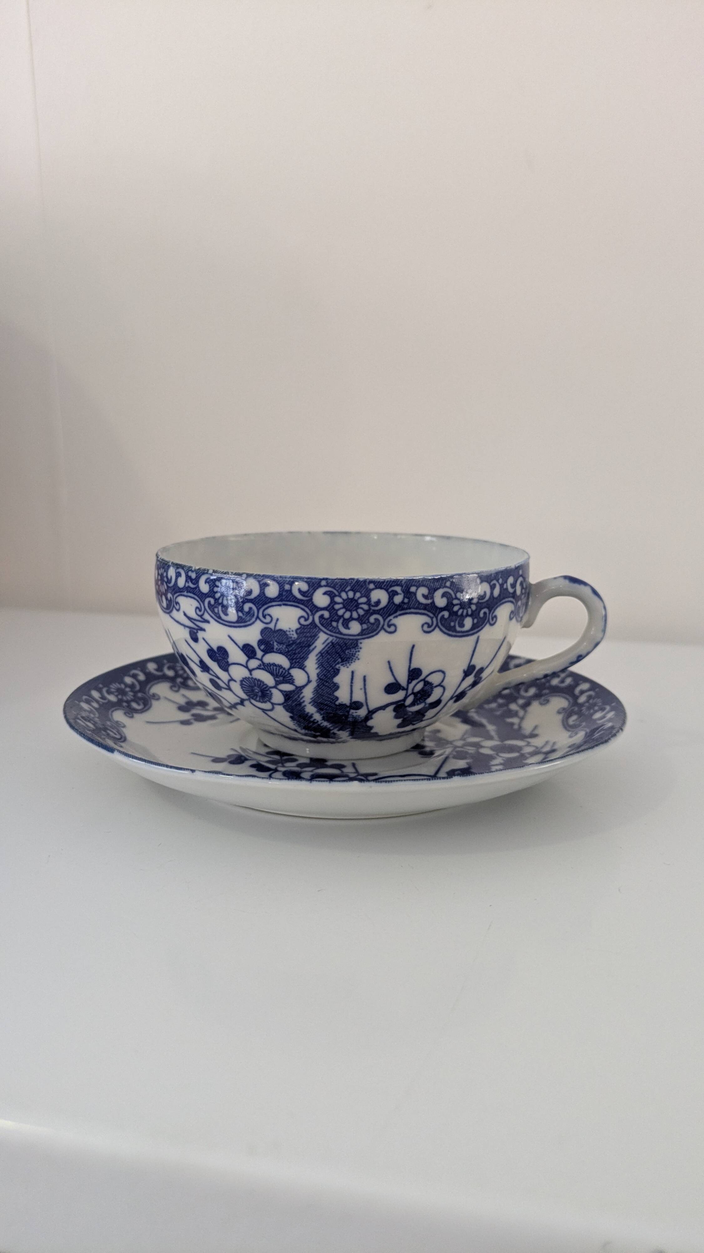 Vintage blue fine china tea set