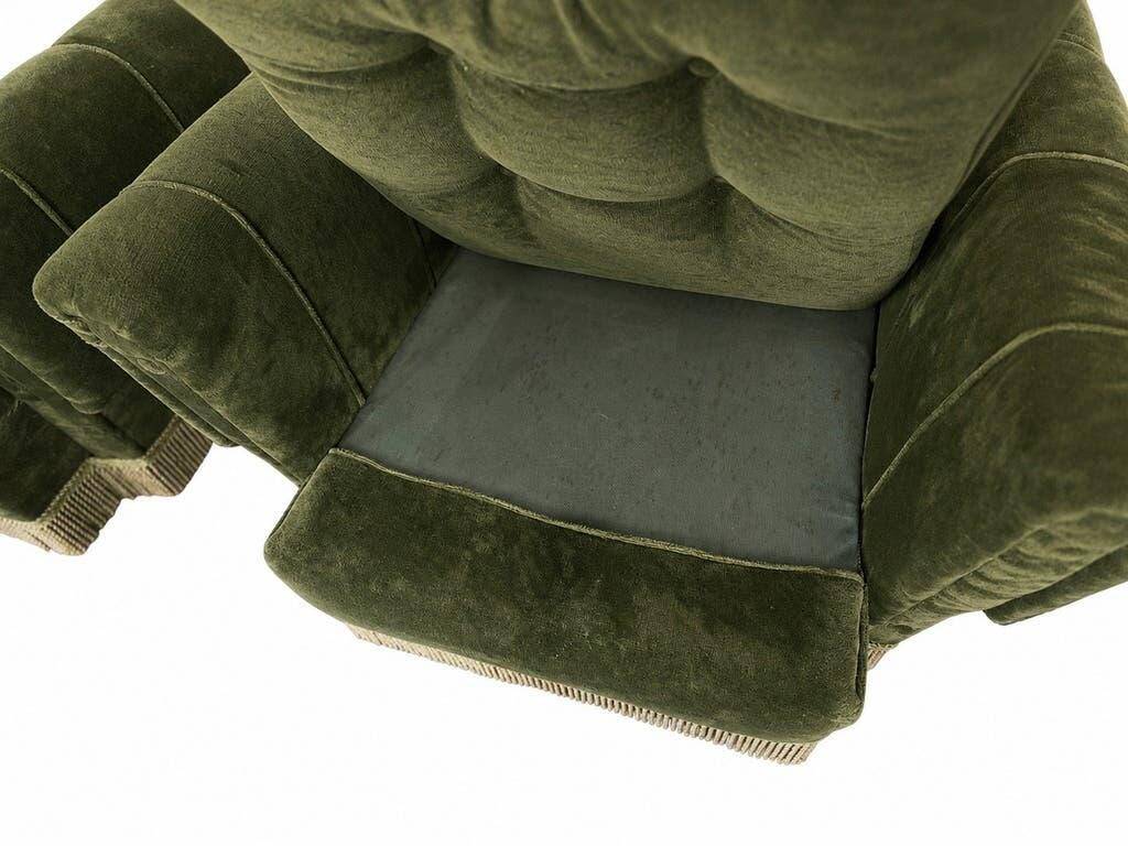 Ensemble de 2 chaises/fauteuils simples vintage verts à franges