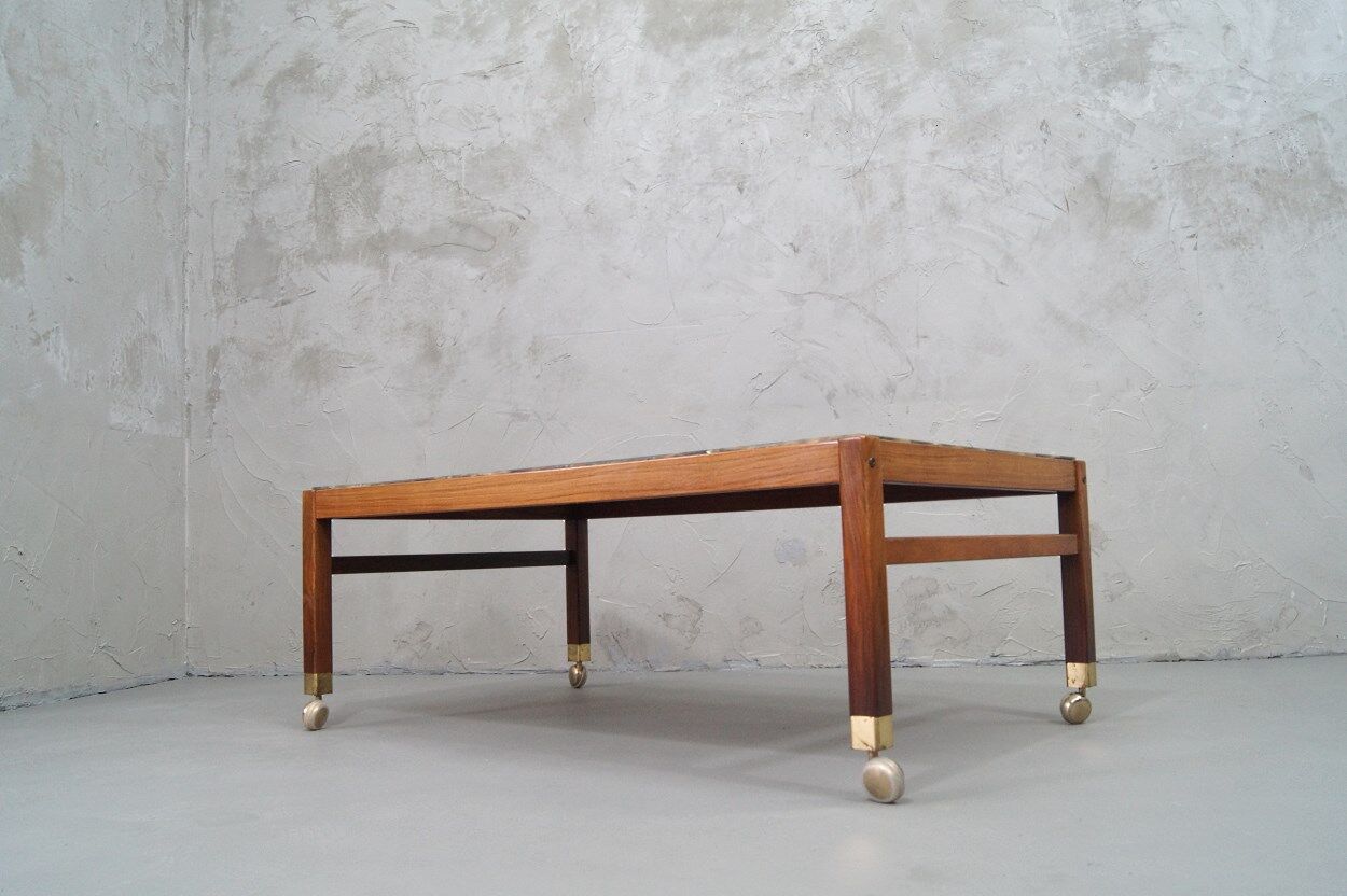 Swedish rosewood and pebbles coffee table in the style of Ib Kofod-Larsen , 1960s