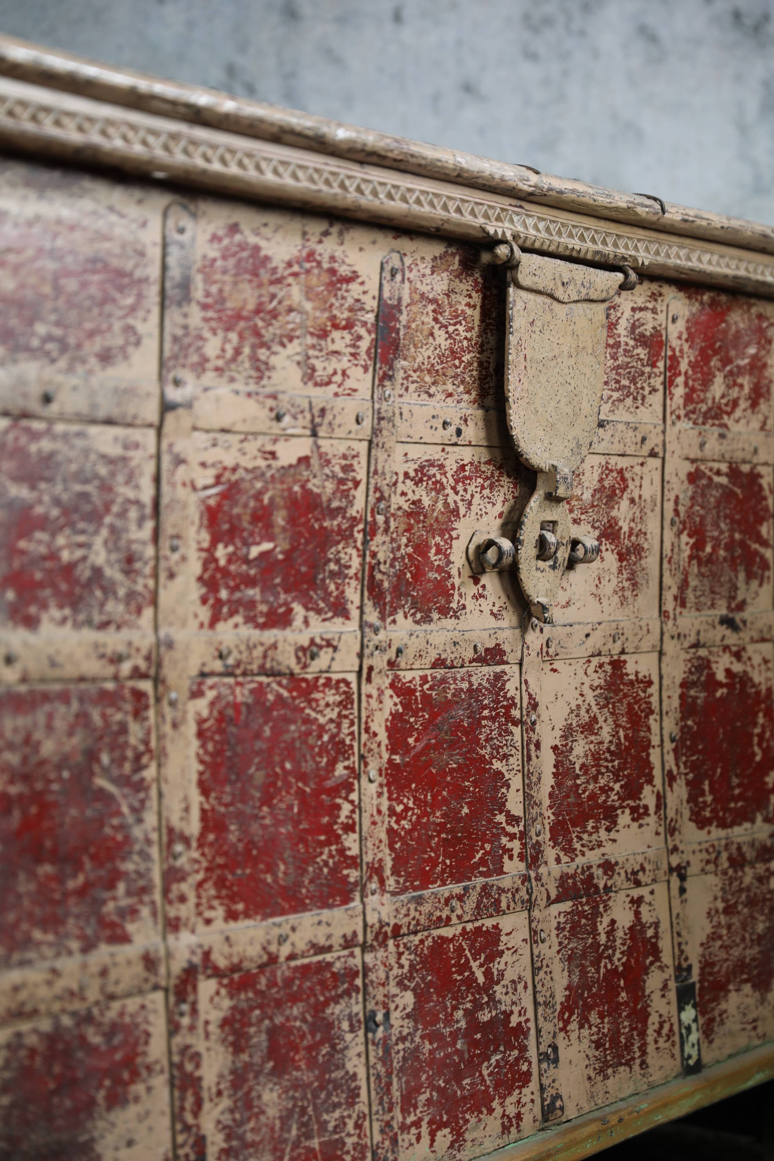 Indian wooden chest on wheel