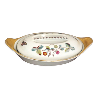 Royal Worcester Fine Porcelain Strawberry Fair Plat de service ovale avec couvercle 4080