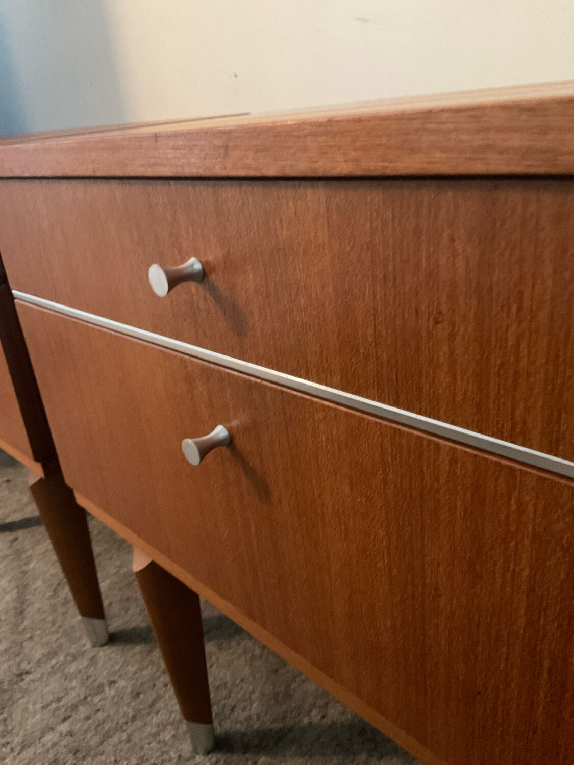 Pair of Scandinavian bedside tables from the 60s in teak