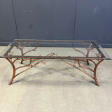 Vintage hand crafted wrought iron tree branches cocktail table, 1970s