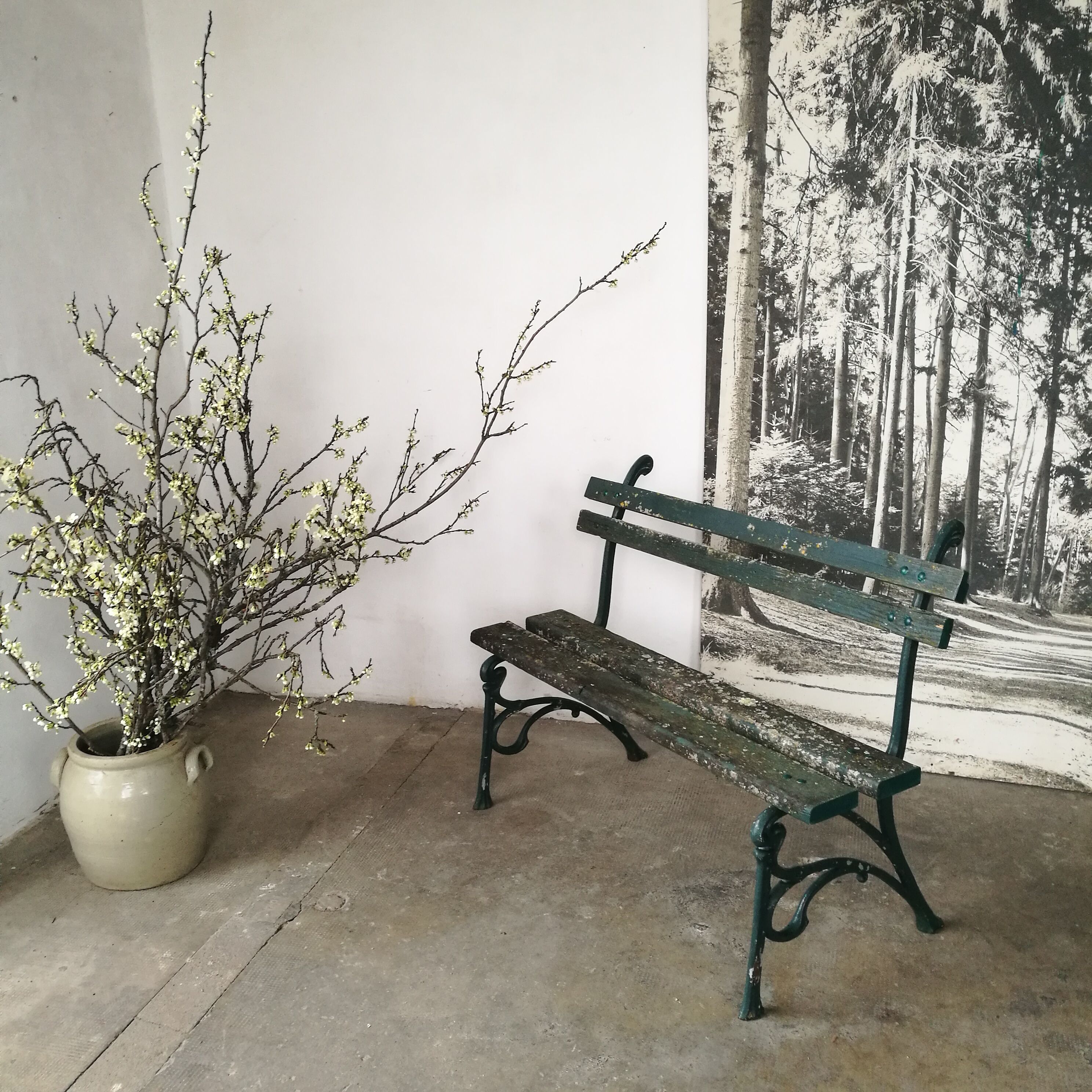 Garden bench foot cast iron art nouveau style