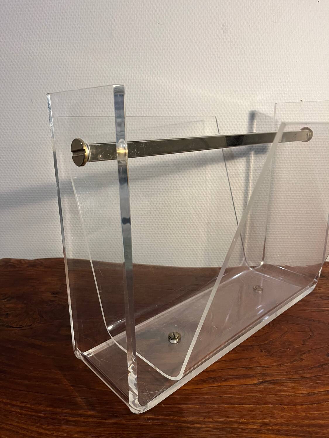 Plexiglas magazine rack by David Lange