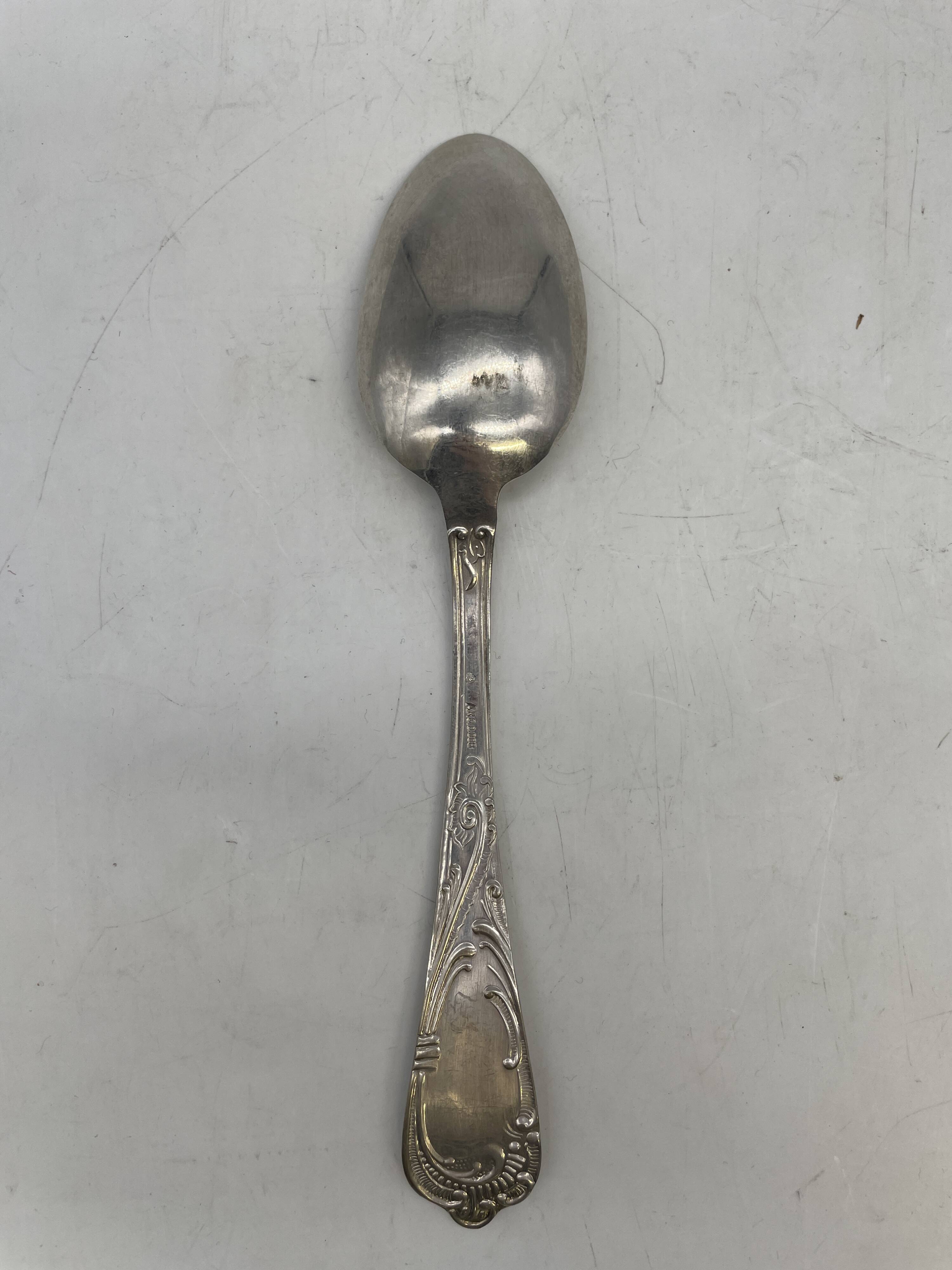 Lot of 10 soup spoons and 10 lunch forks, 800 silver.