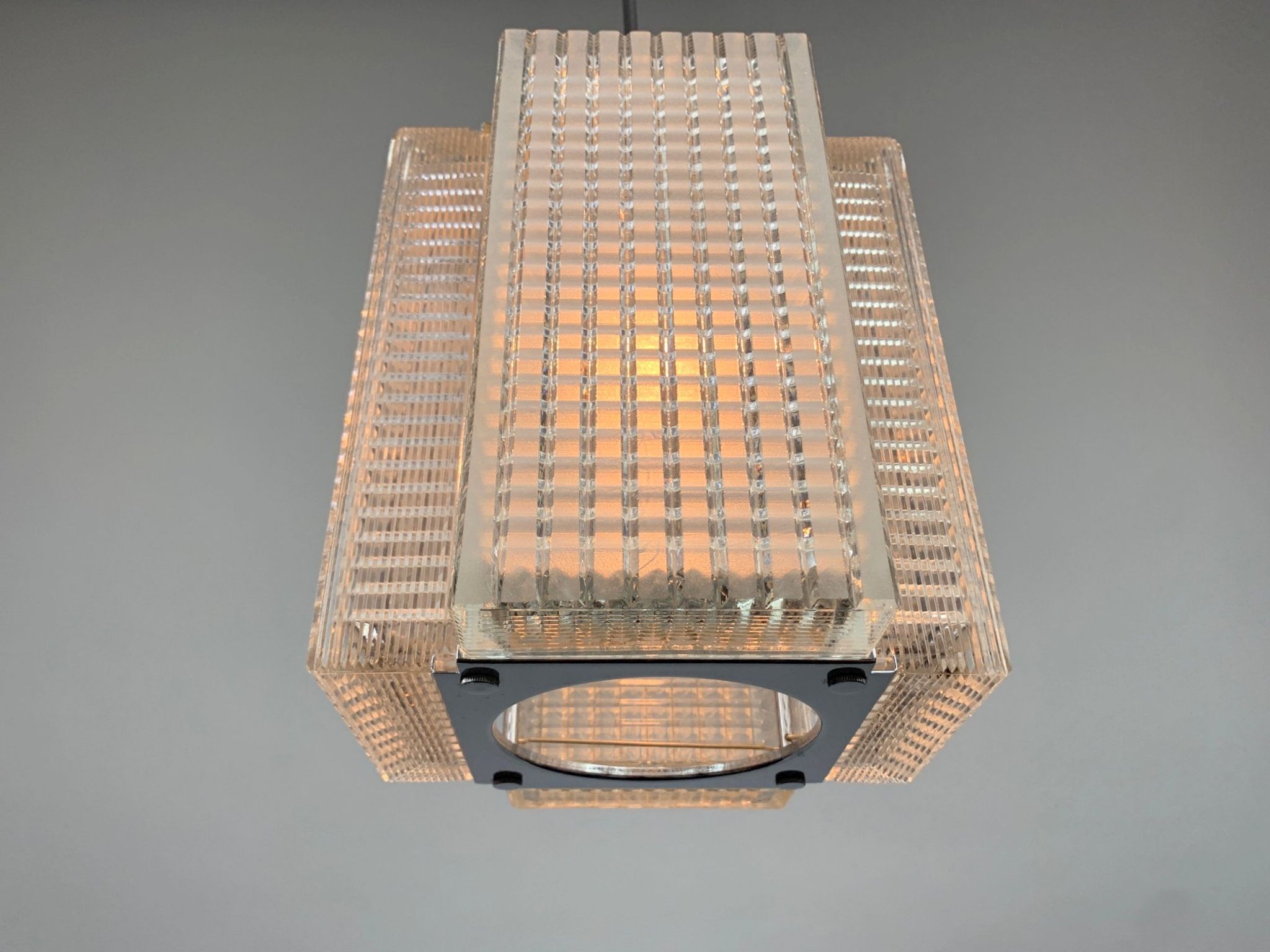 Vintage Chrome and Glass Chandelier by Kamenický Šenov, 1960's