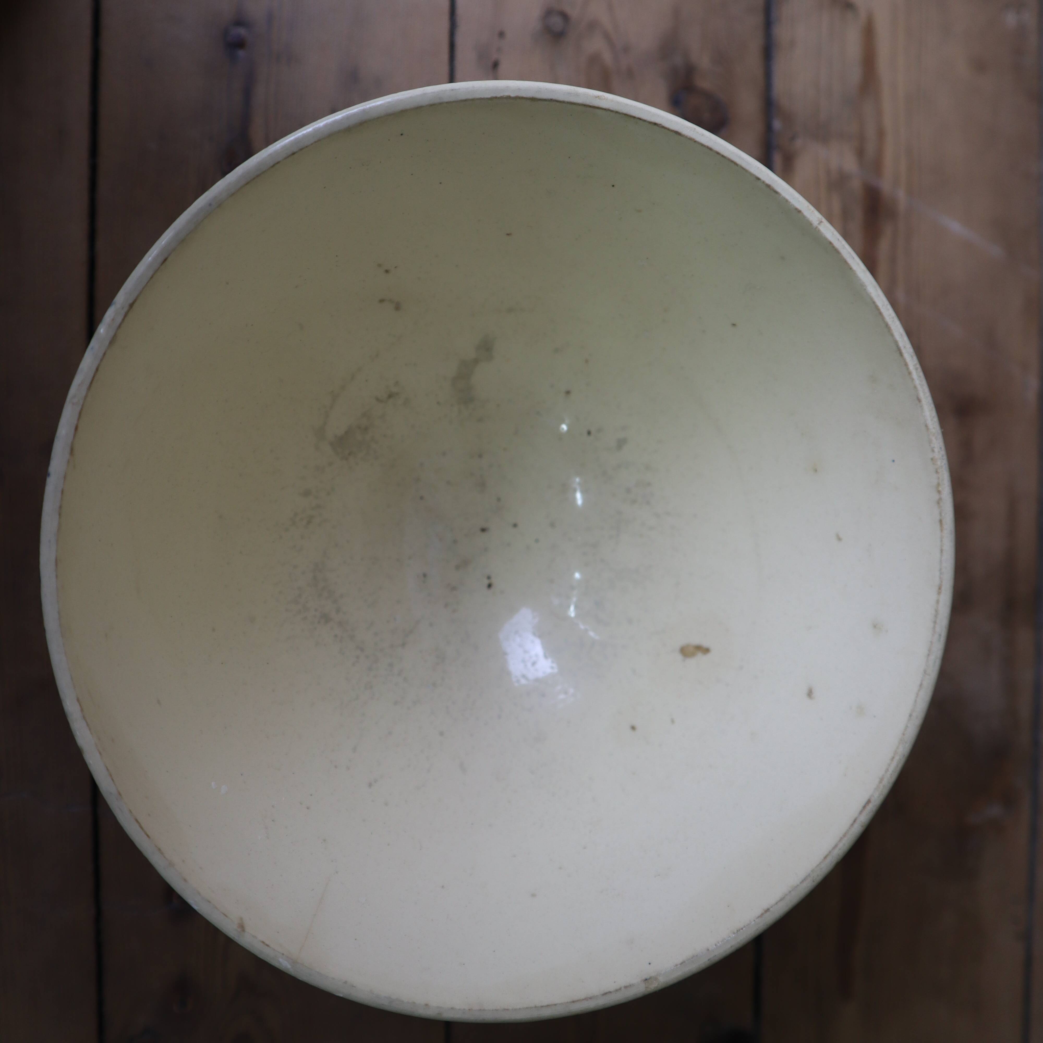 Set of 2 old large Terre de Fer bowls Digoin Sarreguemines