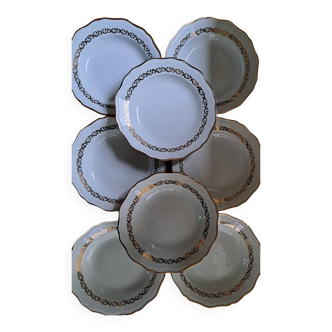 Assiette creuse Vintage blanche et doré. Ces jolies assiettes blanches  ornées d'un liseret doré apporteront charme et…