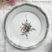 Ancienne Assiette Faïence Française XVIIIème NEVERS motif fleuri