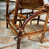 Chaise longue rotin et osier vintage avant-guerre
