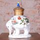 Asian Table Lamp in Brass and Porcelain, India, 1970s