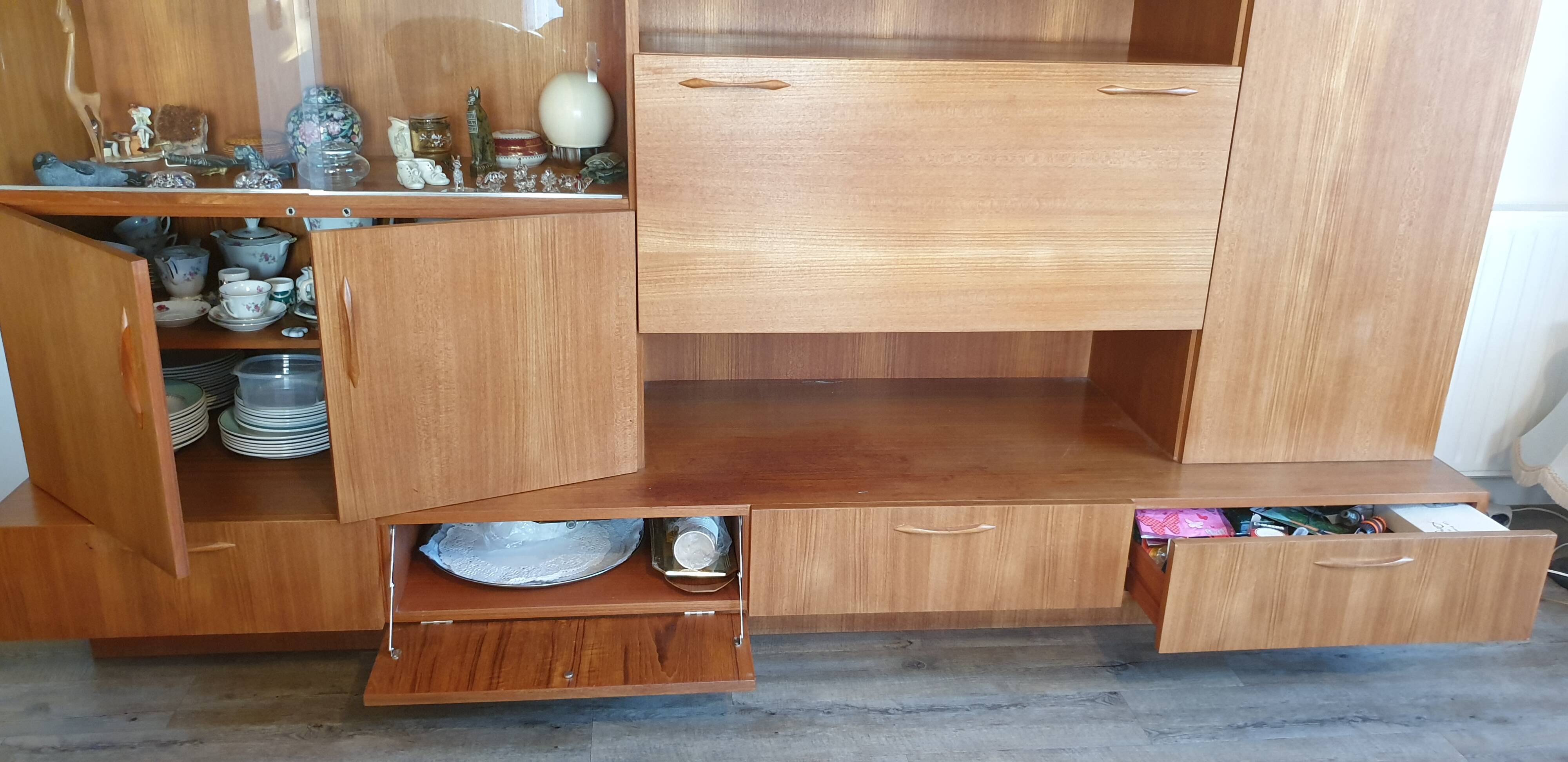 Large living room "Concorde" vintage 1970s Solid teak