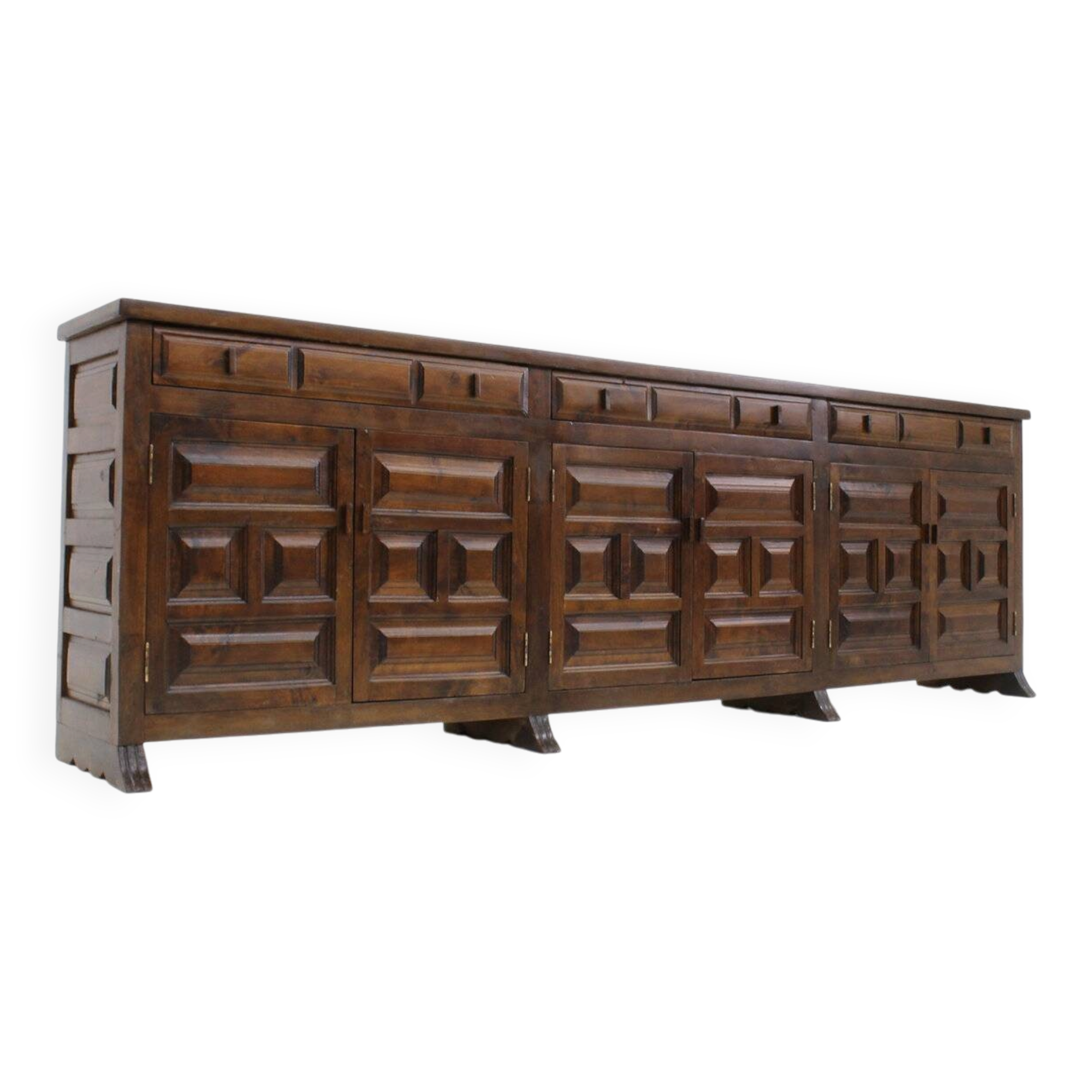 Vintage Spanish brutalist sideboard credenza 1970s