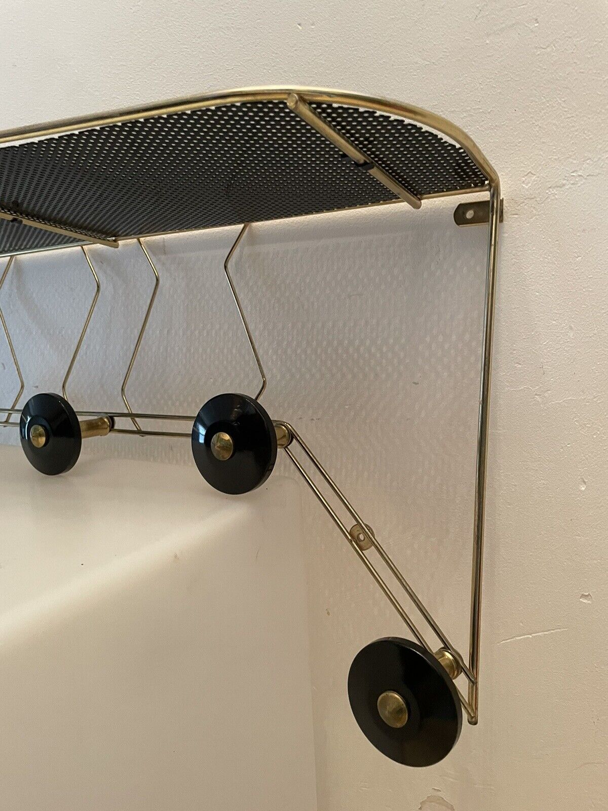 Vintage coat rack, 50s, 60's, perforated tole