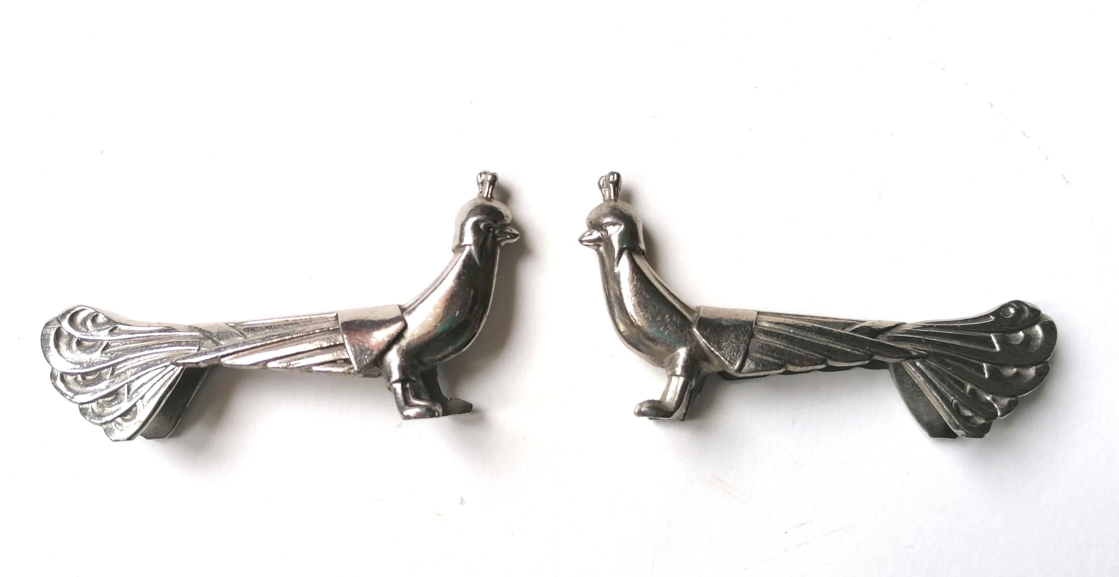 Set of 9 art deco animal knife holders