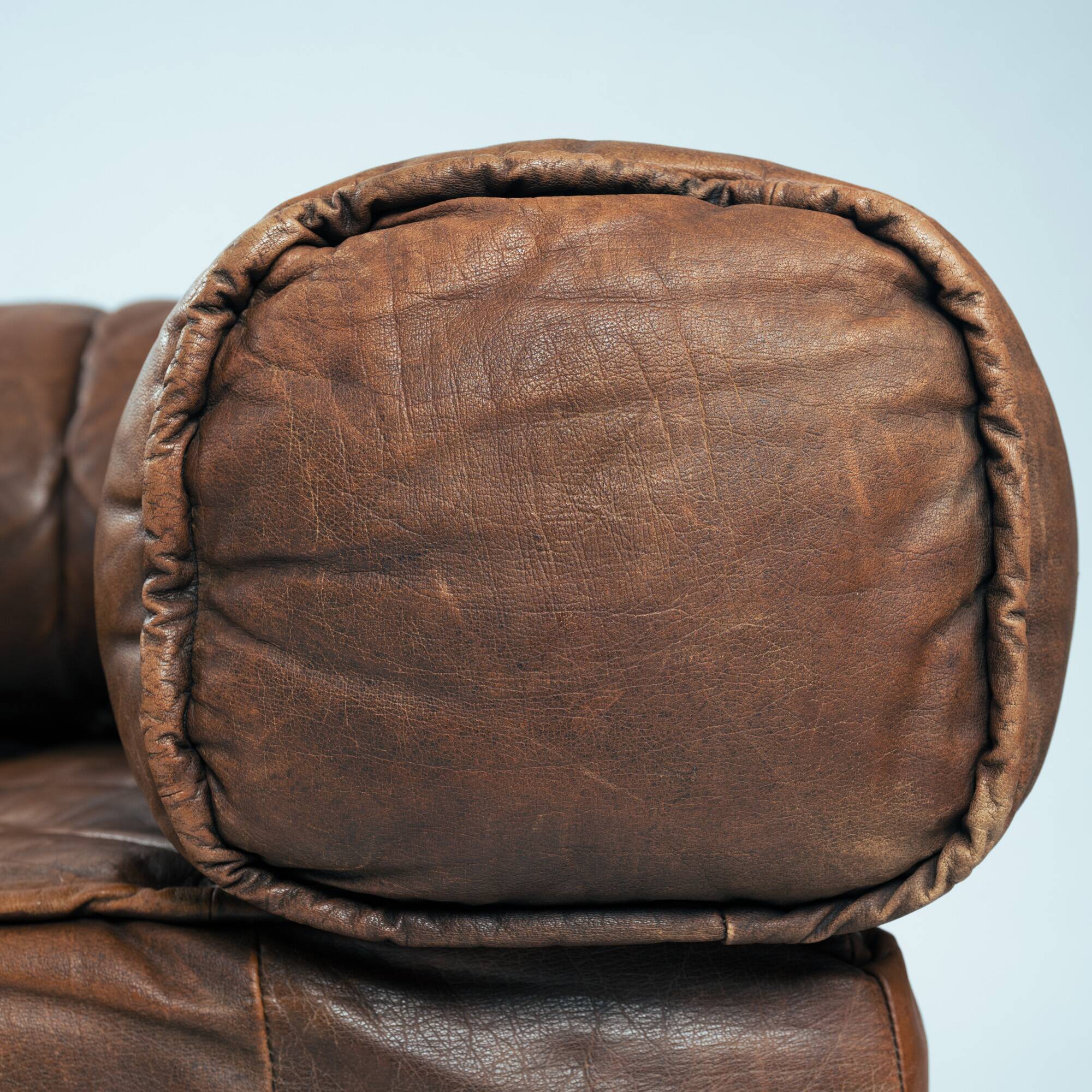 Brown Modular Leather Patchwork Sleeping Sofa Daybed, 1970s