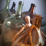 Demi-john 10L round light green sling neck