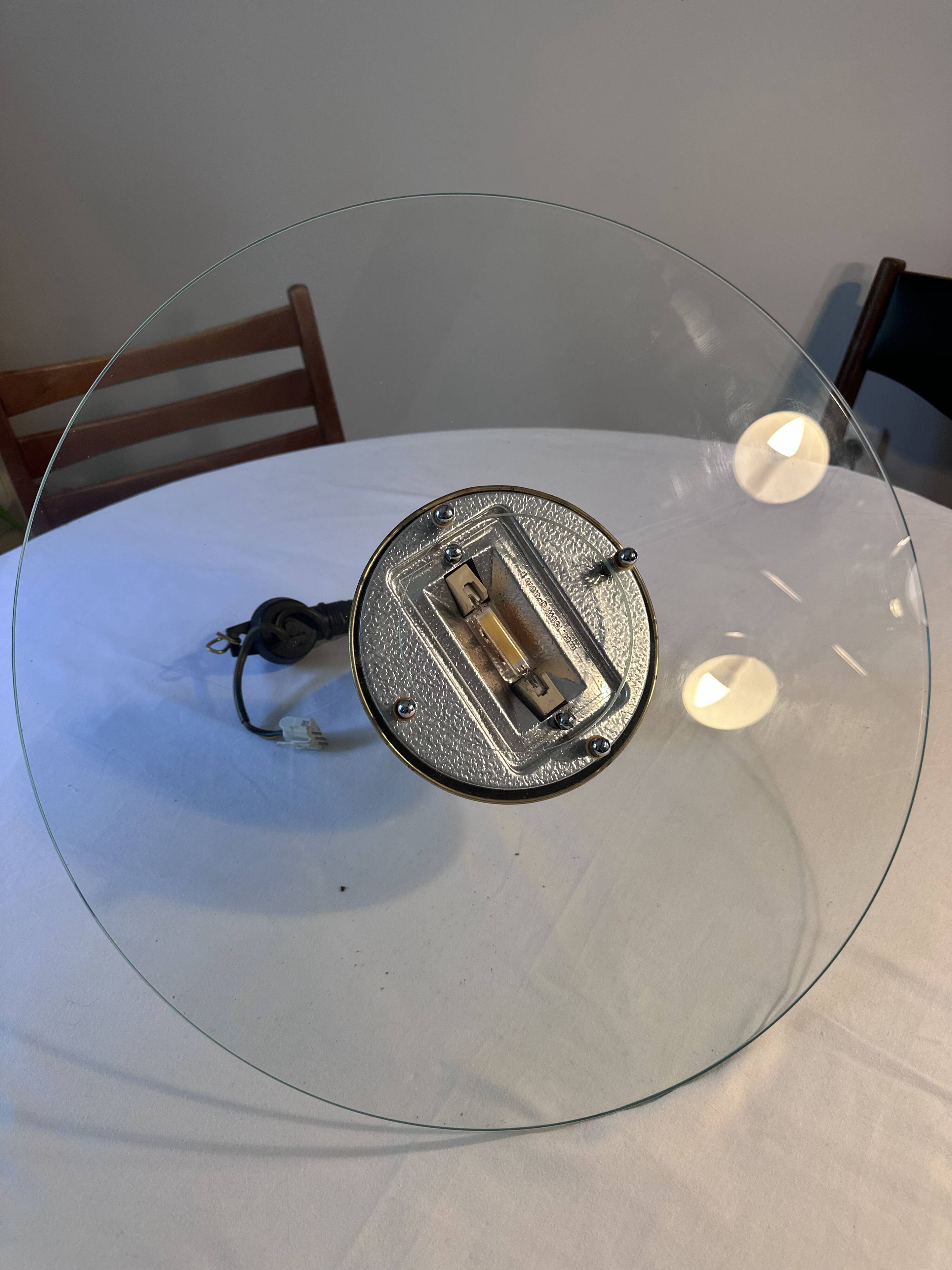 Lustre laiton et verre, style brutaliste, câble réglable