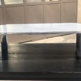 Marble and chrome steel coffee table, Italian design 1970