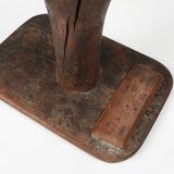 Rustic mid-century wooden stool with legs made of a tree branch, France, 1850