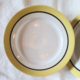 Set de 8 assiettes vintage rayure jaune et noire