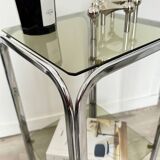 Old vintage smoked glass side table / end table