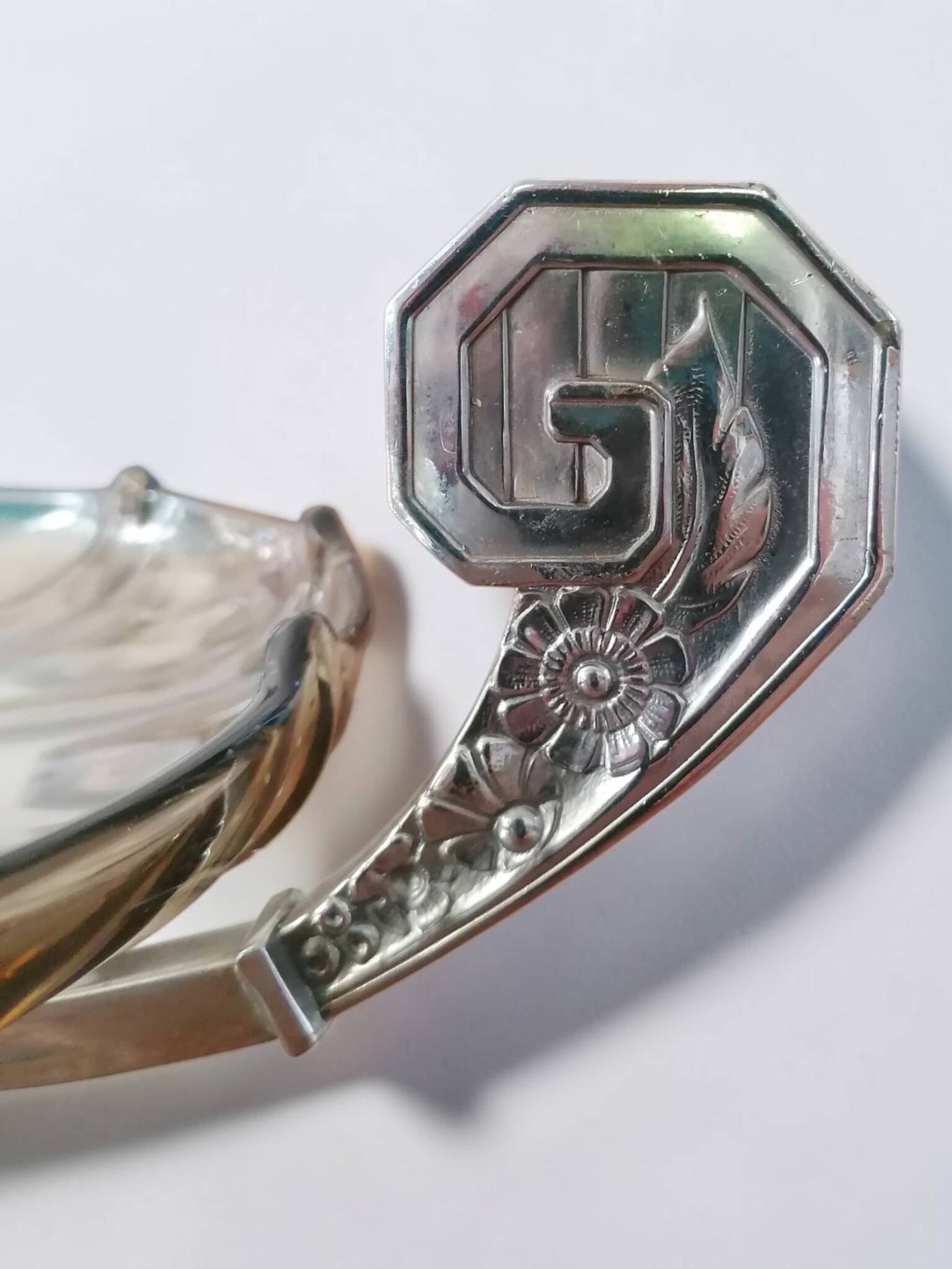 Art Deco glass and metal fruit bowl