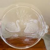 Plateau en verre décor cygnes