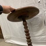 Ancien guéridon, brutaliste en bois tourné