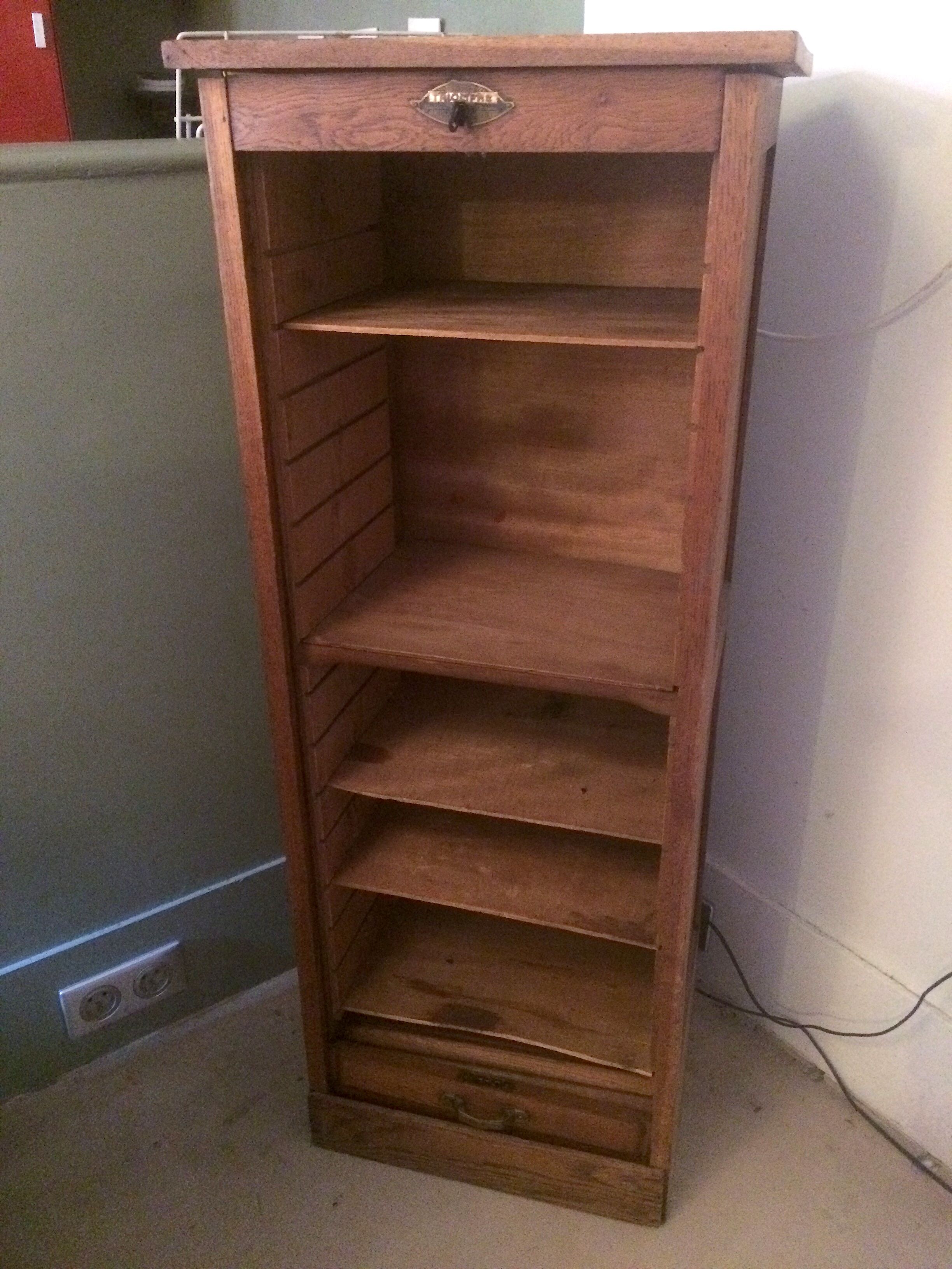 1900 oak notary curtain cabinet