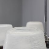 Art Deco nickel chandelier with textured glass, Czechoslovakia, 1930s