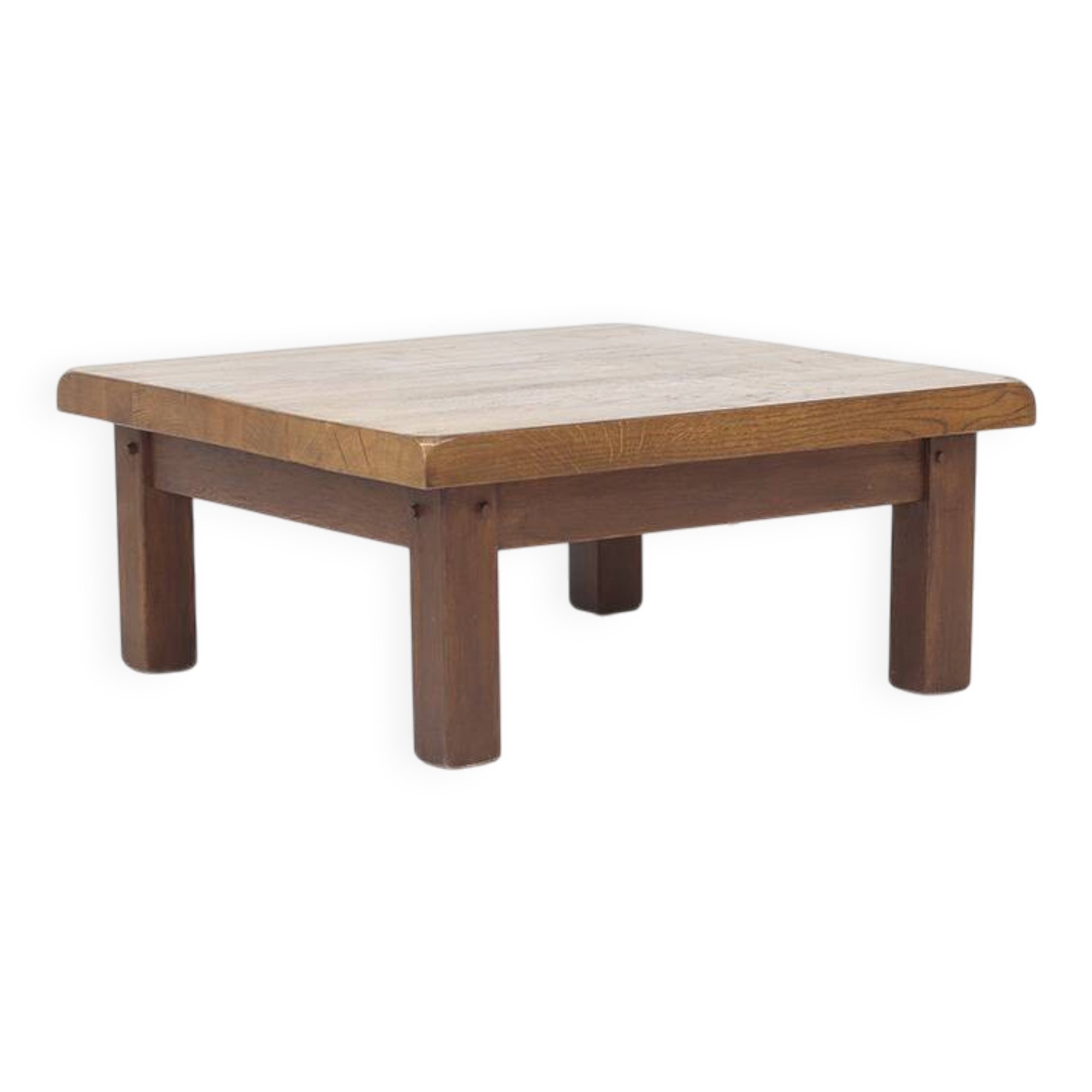 Vintage Rustic Brutalist Mid-Century Coffee Table from Oak