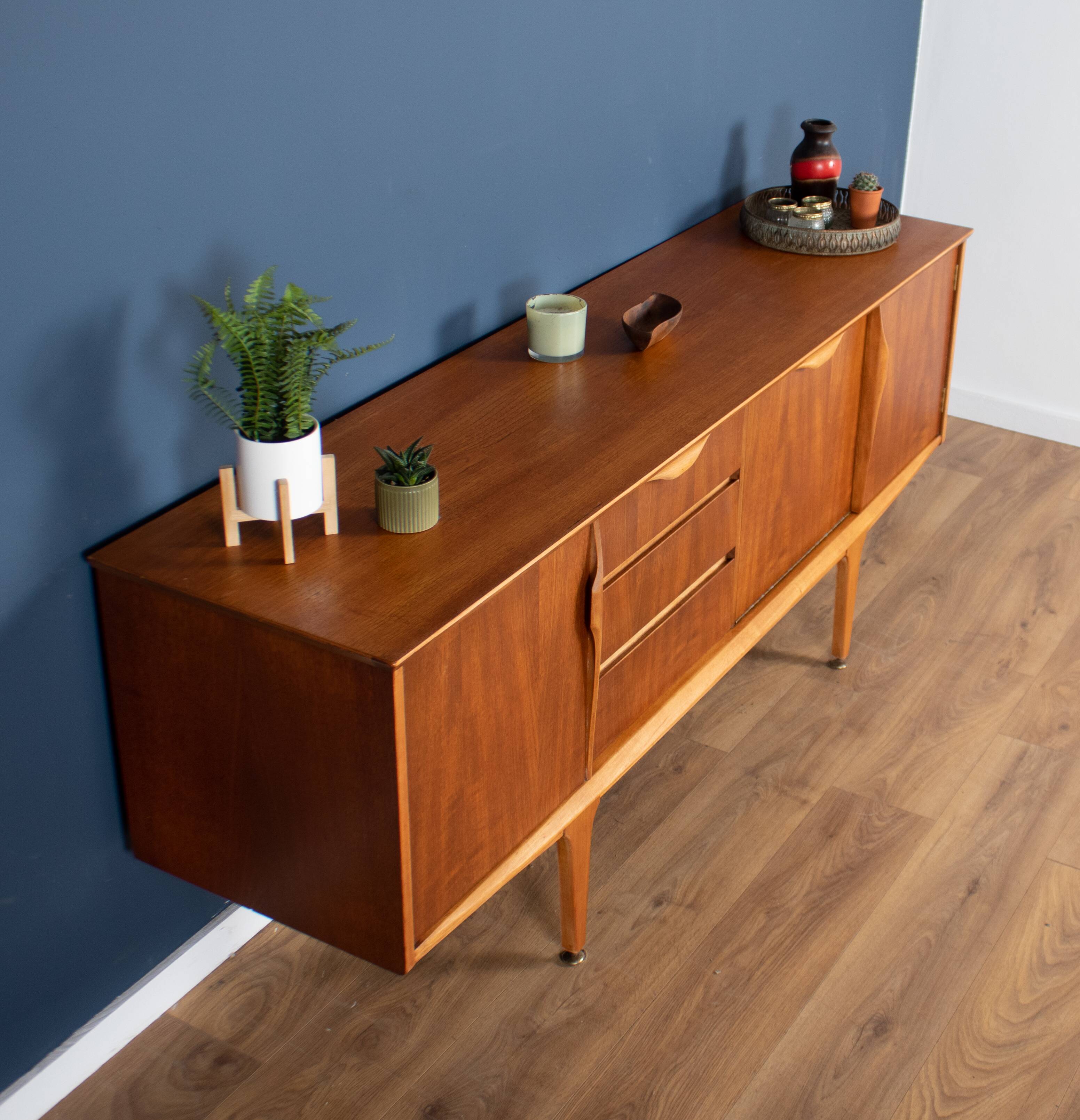 Retro teak 1960s jentique mid century sideboard with folded handles